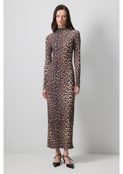 Leopar Desenli Elbise