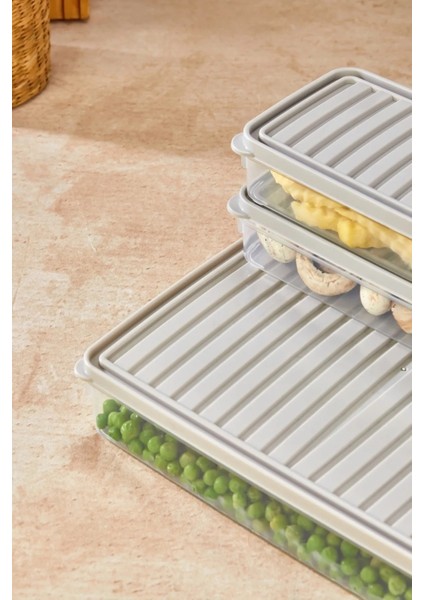 3’lü Şeffaf Kapaklı Saklama Kabı Seti | 2 Küçük + 1 Büyük | 2,5 Litre | Buzdolabı Düzenleyici modelleri