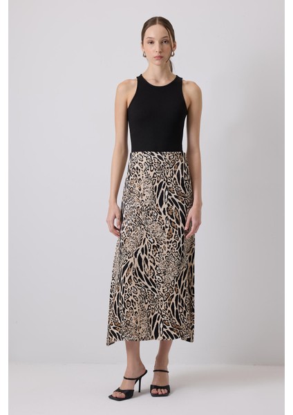 Leopar Desenli Etek