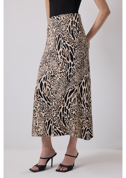 Leopar Desenli Etek