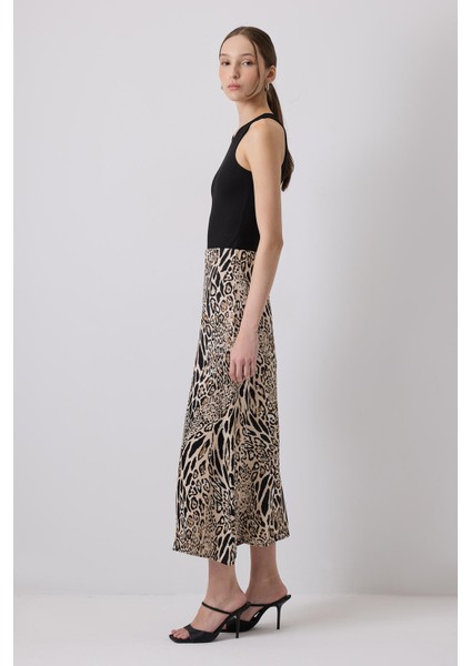 Leopar Desenli Etek