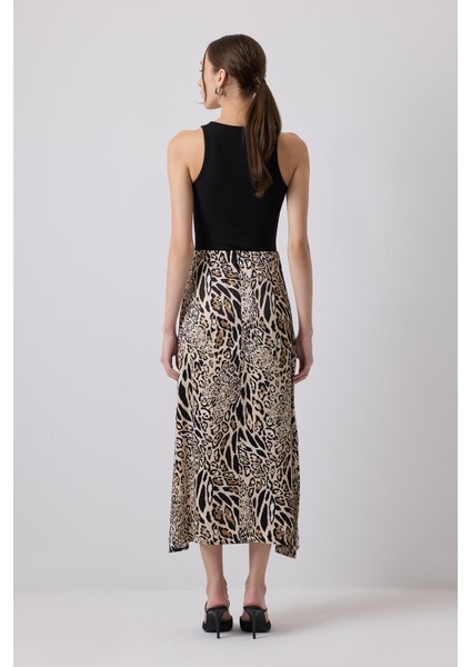 Leopar Desenli Etek