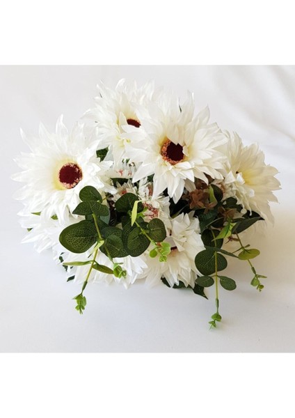Yapay 5 Anadal Büyük Kafa Krizantem Demeti 55 cm Beyaz fırsatları