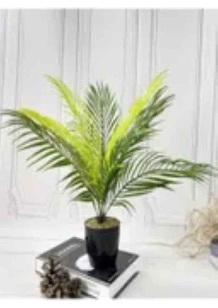 Yapay Çiçek Palmiye Areka Yapay Bitki Salon Çiçeği 9 Yaprak 50 cm Saksı Dahi Değildir