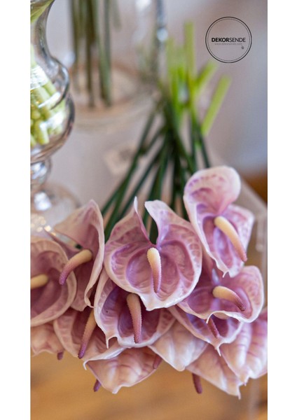 Yapay Antoryum Çiçeği Canlı Dokunuş Lila 40 cm indirimleri