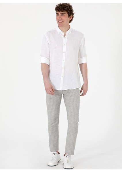 Normal Bel Normal Paça Gri Erkek Chino Pantolon Ador-P