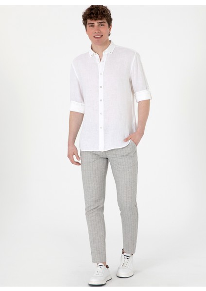 Normal Bel Normal Paça Gri Erkek Chino Pantolon Ador-P modelleri