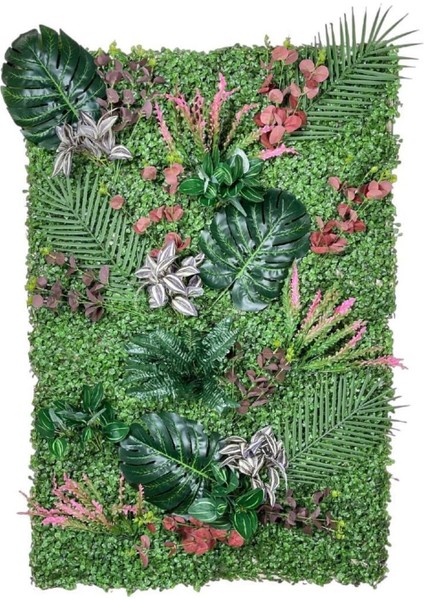 Yapay Çiçek Duvar Kaplama 1m2 120*80 cm Panel Şimşir Dik Duvar Uygulama