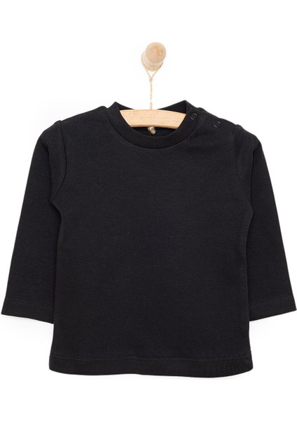 Unisex Tişört Interlok Çıtçıtlı Bisiklet Yaka Uzun Kol