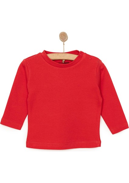 Unisex Tişört Interlok Çıtçıtlı Bisiklet Yaka Uzun Kol