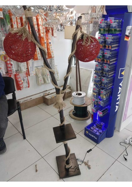 El Yapımı 2li Ağaç Lambader