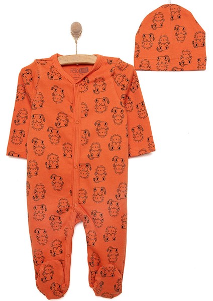 Yenidoğan Hayvanlar Baskılı Erkek Tulum-Şapka Erkek Bebek