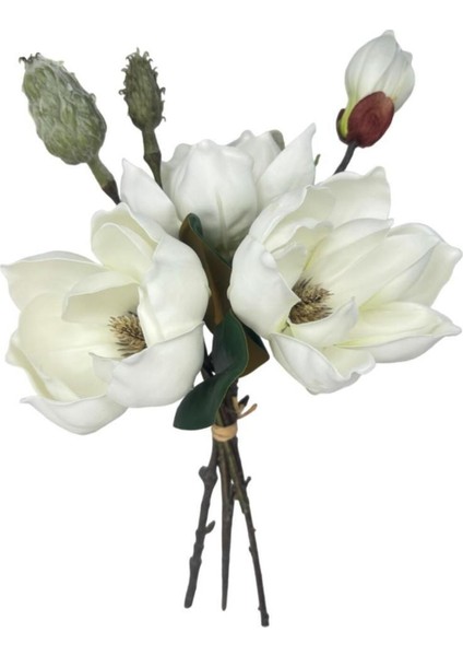 Yapay Çiçek Lüx Manolya Gerçek Dokulu Letex Eva Magnolia Gelin Çiçeği 40 cm Beyaz fiyatları