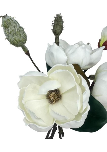 Yapay Çiçek Lüx Manolya Gerçek Dokulu Letex Eva Magnolia Gelin Çiçeği 40 cm Beyaz modelleri
