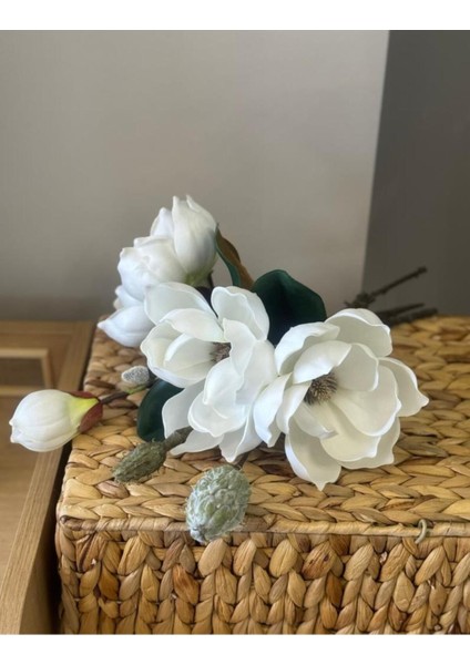 Yapay Çiçek Lüx Manolya Gerçek Dokulu Letex Eva Magnolia Gelin Çiçeği 40 cm Beyaz indirimleri