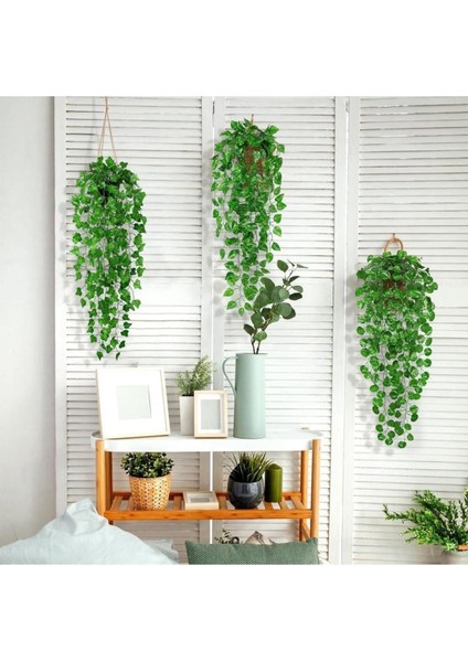 Yapay Çiçek 3 Lü Set Saksıda Sarkan Sarmaşık Hedera Oval ve Yuvarlak Yapraklı Modeller modelleri