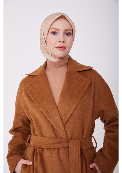 Belden Kuşaklı Kaşe Kaban 22K8207 Camel