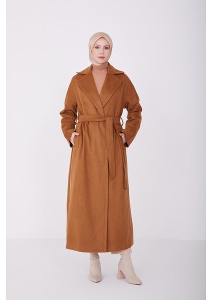 Belden Kuşaklı Kaşe Kaban 22K8207 Camel