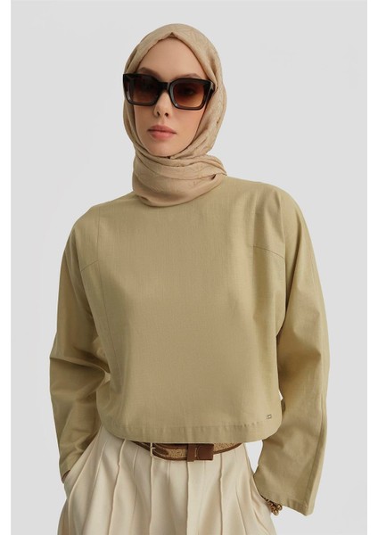Kup Dikiş Detaylı Basic Bluz 25Y3715 Naturel