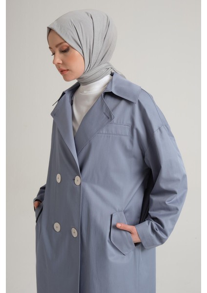 Yarım Astarlı Pamuk Oversize Kap 23Y7007 Gri Mavi fırsatları