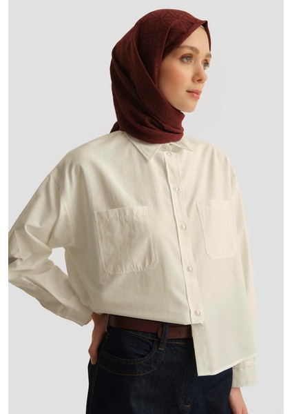 Oversize Gömlek 25YH3667 Beyaz