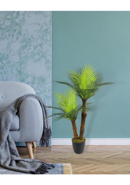 Yapay Ağaç 2 Dal 100 cm Areka Palmiye Ağacı Areka 2katlı Salon Çiçeği Yapay Çiçek