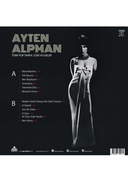 Türk Pop Tarihi - Eski 45’likler 12 Hit Şarkı (Plak) - Ayten Alpman