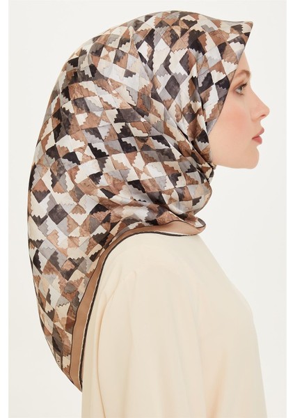 Geometrik Desenli Twill Saf İpek Eşarp 9214D 85 82 fiyatları