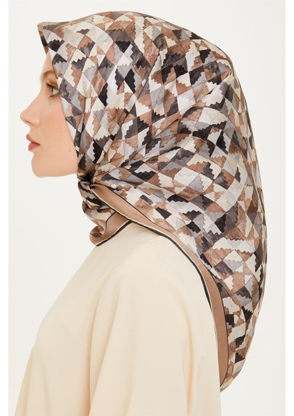 Geometrik Desenli Twill Saf İpek Eşarp 9214D 85 82 modelleri