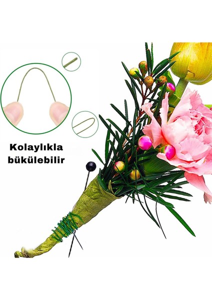 Yeşil Yapay Çiçek Teli, No:26 (0.8 Mm) - Çiçek Aranjman Yapım Teli, 500 gr (620-630 Adet), 60 cm