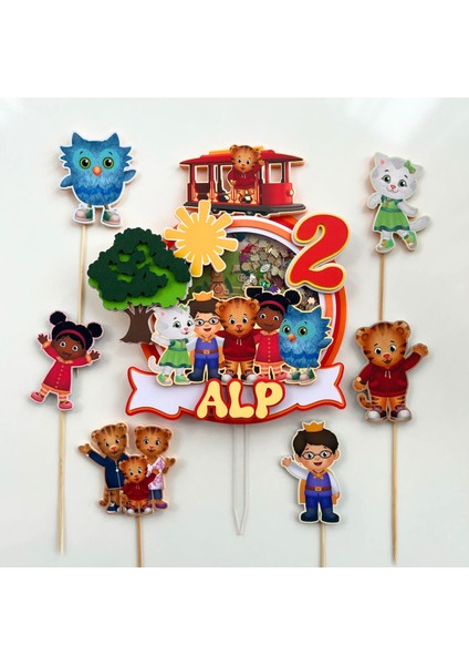 Kaplan Daniel Temalı Kız Erkek Çocuk Kişiye Özel Doğum Günü 3D Pasta Cupcake Süsü Seti (24 x 20 cm )