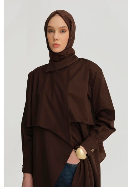Asimetrik Pamuklu Tunik 25Y4703 Kahverengi modelleri