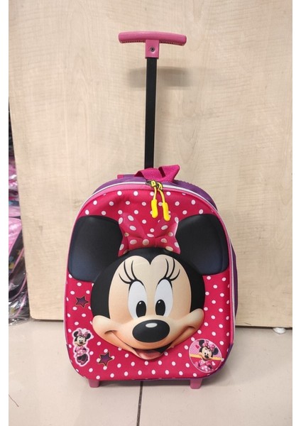 Çekçekli Ve Tekerlekli Pembe Mickey Mouse Figürlü Anaokulu Çantası