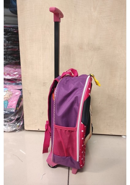 Çekçekli Ve Tekerlekli Pembe Mickey Mouse Figürlü Anaokulu Çantası