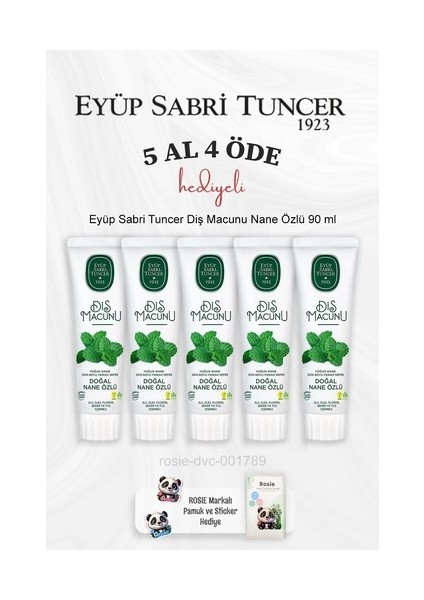 Eyüp Sabri Tuncer Diş Macunu Nane Özlü 90 ml ve Rosie Pamuk