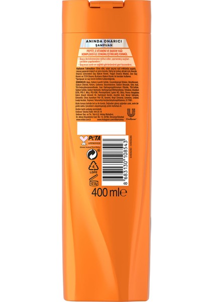 Superblend Saç Bakım Şampuanı Anında Onarıcı Bakım C Vitamini Keratin Seramid 400 ml