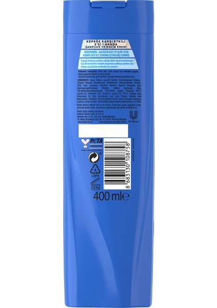 Superblend Şampuan ve Bakım Kremi Kepeğe Karşı Etkili 2'si 1 Arada B3 Vitamini Çay Ağacı Yağı Aloe Vera 400 ml