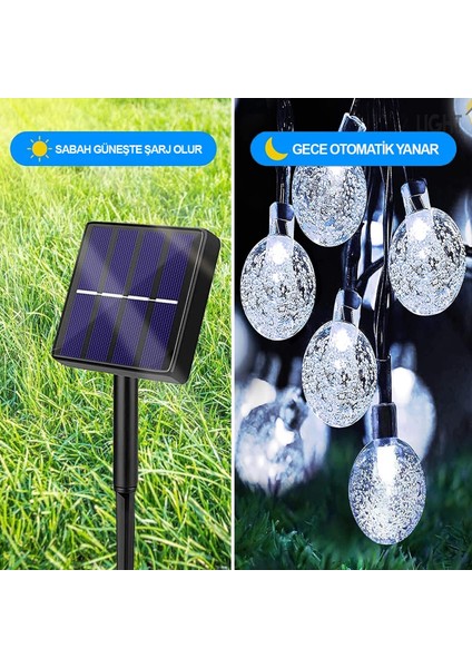 50 Led 7 Metre Tüm Renkler Kristal Güneş Enerjili Led Işık Solar Bahçe Teras Balkon Ağaç Lambası Aydınlatması