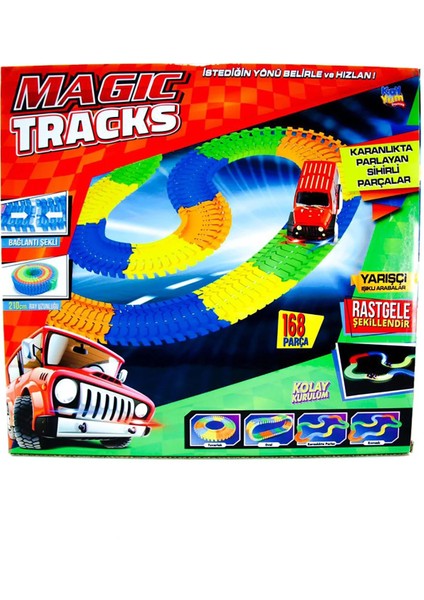 Magic Tracks Hareketli Raylar 128 Adet Karanlıkta Parlayan Sihirli Parçalar