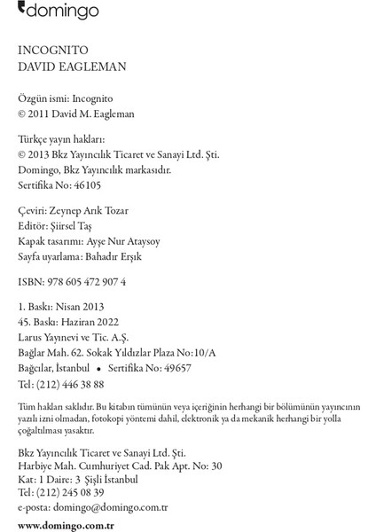 Incognito - Beynin Gizli Hayatı - David Eagleman