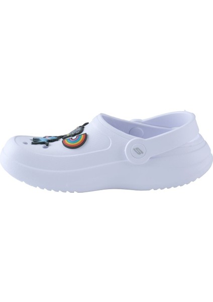 111519-Wht Foamies Pup Celebration Kadın Beyaz Spor Terlik