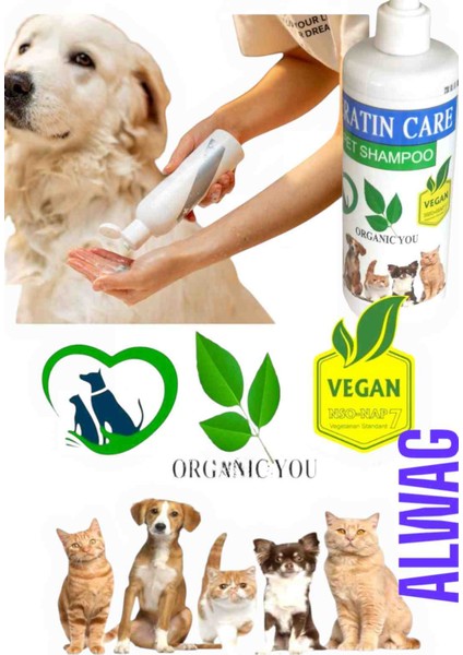 Alwag Keratın Care Pet (Kedi &köpek) Shampoo Vegan Silikonsuz, Parabensiz Şampuan 400 ml