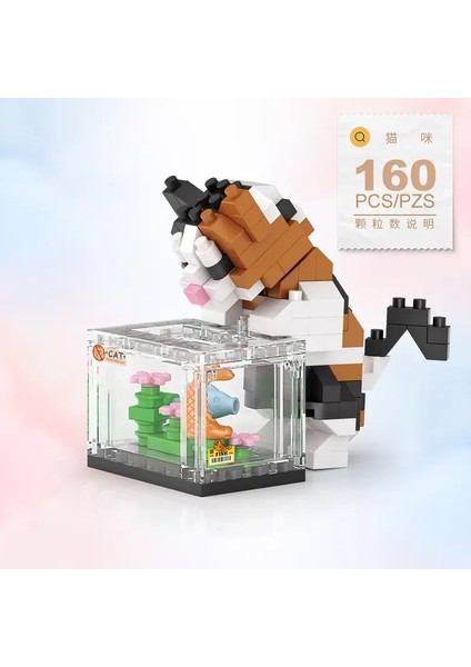 Yeni Sevimli Hayvanlar Aslan Corgi Yunus Hamster Tavşan Köpek Kedileri Balık Tankları Yapı Taşları Kiti Tuğlalar Model Oyuncak Children 160PCS (Yurt Dışından)