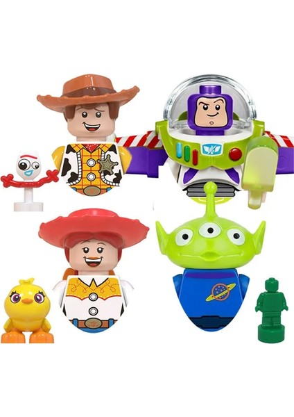 4pcs/set Toy Story 4 Buzz Lightyear Jessie Jessie Alien Model Aksiyon Figürü Bloklar Inşaat Binası Tuğla Toys 4pcs (Yurt Dışından)