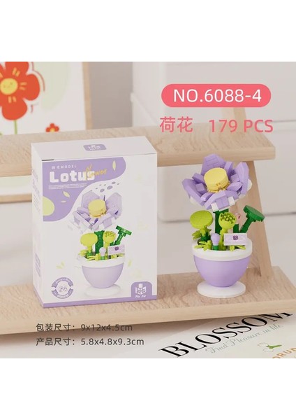 2024 Yeni Orijinal Gül Çiçek Kutusu Tulip Lotus Yapı Taşları Çiçek Modeli Küçük Parçacık Oyuncak 6088-4/BOYUT Kutu Yok (Yurt Dışından)