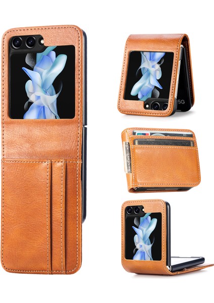 Samsung Galaxy Z Flip6 5g Deri Telefon Kapak Kartı Yuvaları Fotoğraf Çerçevesi Yuvası (Yurt Dışından)