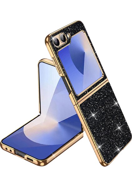 Samsung Galaxy Z Flip6 5g Deri + Pc Galvanik Parıltılı Telefon Kapağı (Yurt Dışından)