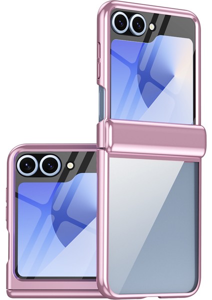 Samsung Galaxy Z Flip6 5g Menteşe Koruma Galvanik Şeffaf Pc Telefon Kapağı Arka Ekran Filmi (Yurt Dışından)