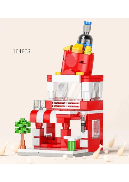 City Mini Shop Supermarket Street View Model Yapı Taşları Hamburger Restoran Perakende Mağaza Tuğlaları Mimarlık Arkadaş 8537-5 Kutu Yok Kutu (Yurt Dışından)