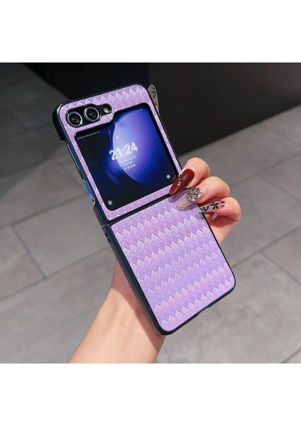 Samsung Galaxy Z Flip6 5g Deri + Pc Lazer Izgara Telefon Kılıfı (Yurt Dışından)